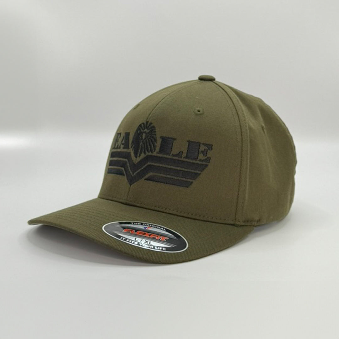 Hat- Flexfit- Black Logo Olive Hat