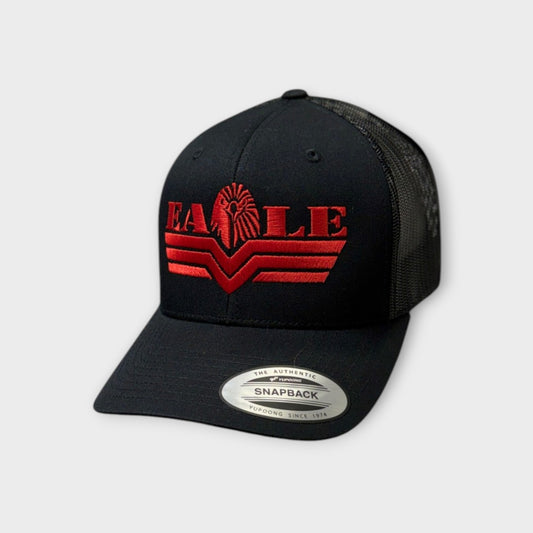 Snapback Black Mesh - Red Logo