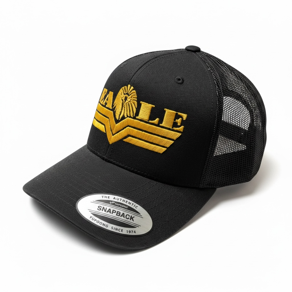 Snapback Black Mesh - Yellow Logo