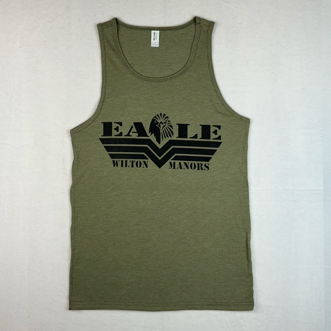 Black logo on Green Tank