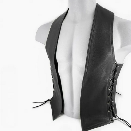 Black Laced Leather Vest